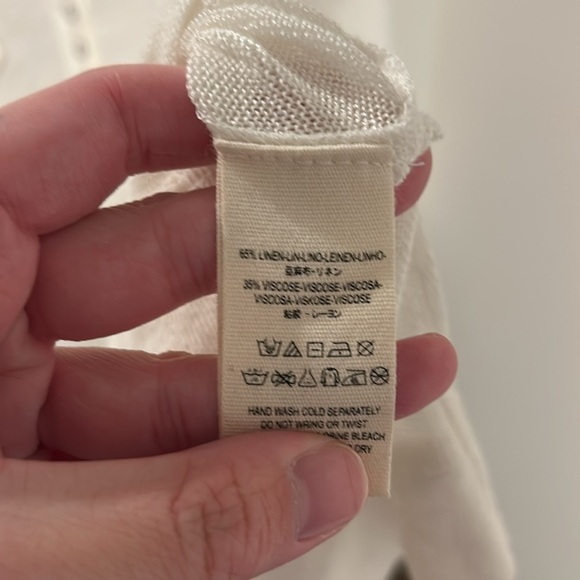 Free People Affogato Hacci Linen Blend Top Size Large Beachy Boho - Picture 4 of 5